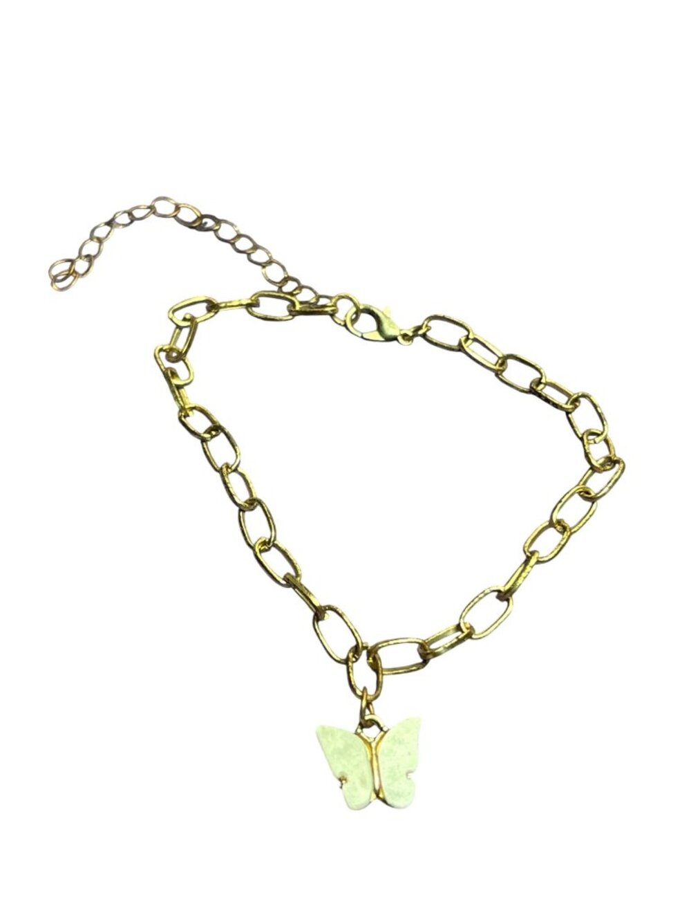Goldtone Bracelet Mother Of Pearl Butterfly Charm 8 - 11 Inches